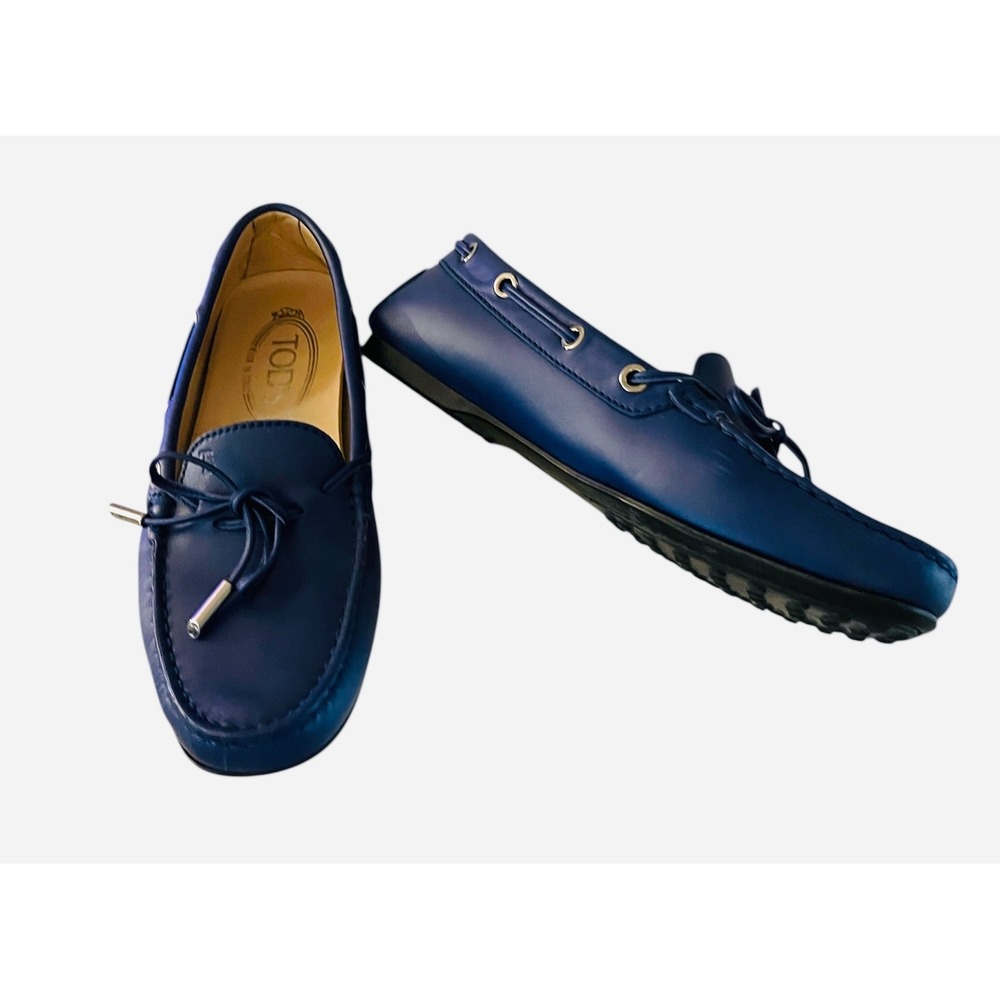 Tod's Gommino Driving Shoes Italian Blue Leather‎ with Tassles Size 36